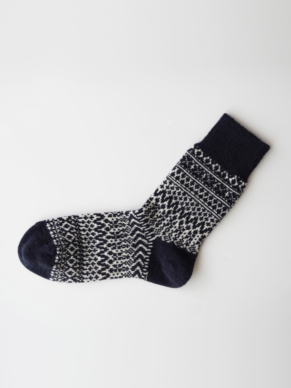 Nishiguchi Kutsushita - Wool Jacquard Socks - Berlin Blue
