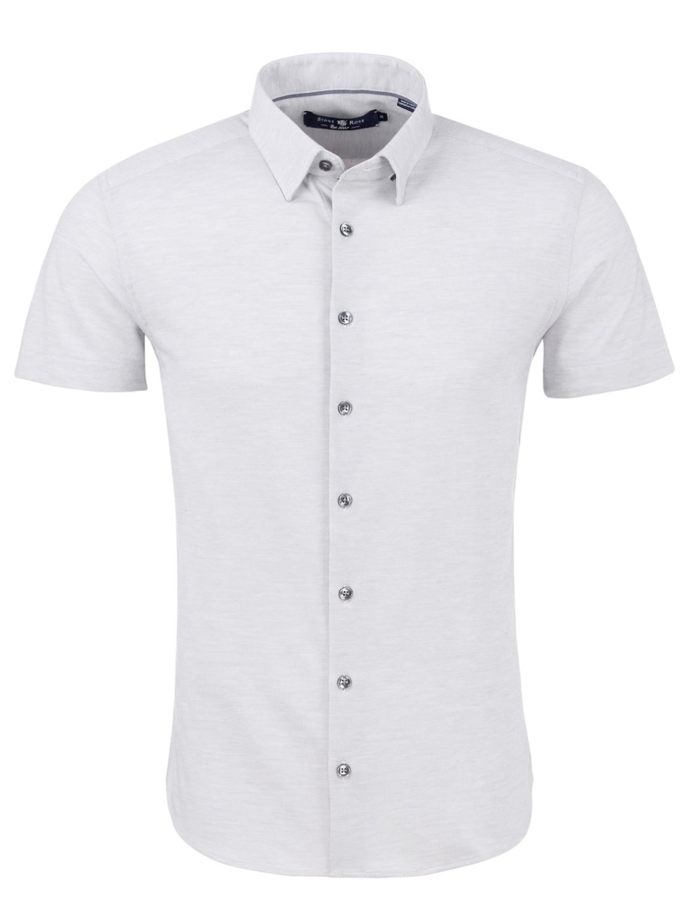 Stone Rose - Light Grey Pique Knit Short Sleeve Shirt