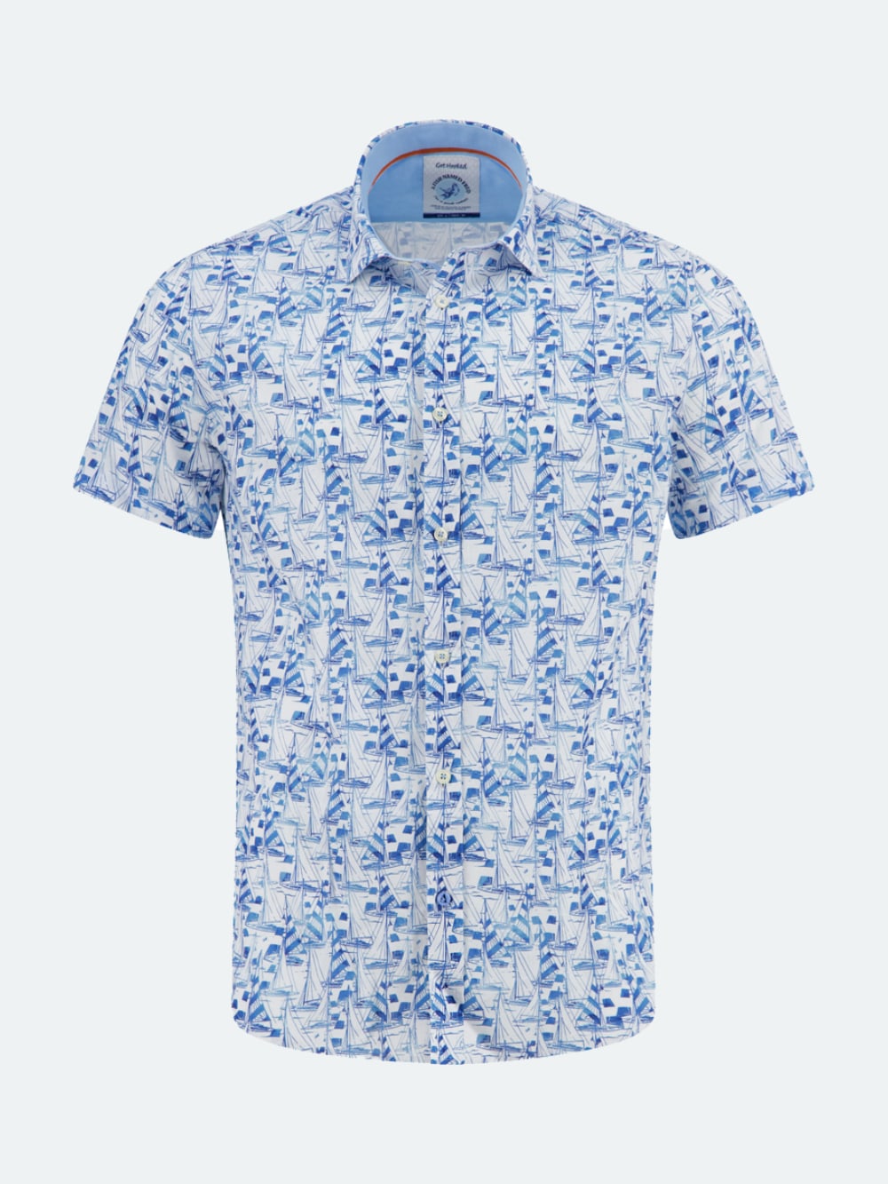 A Fish Named Fred - Sail Boats Short Sleeve Shirt in Light Blue