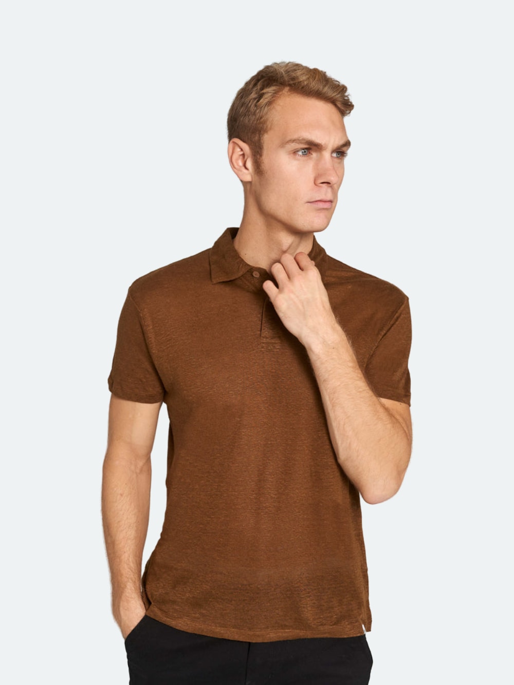 Bruun &amp; Stengade - BS Tanna Linen Polo in Ocher