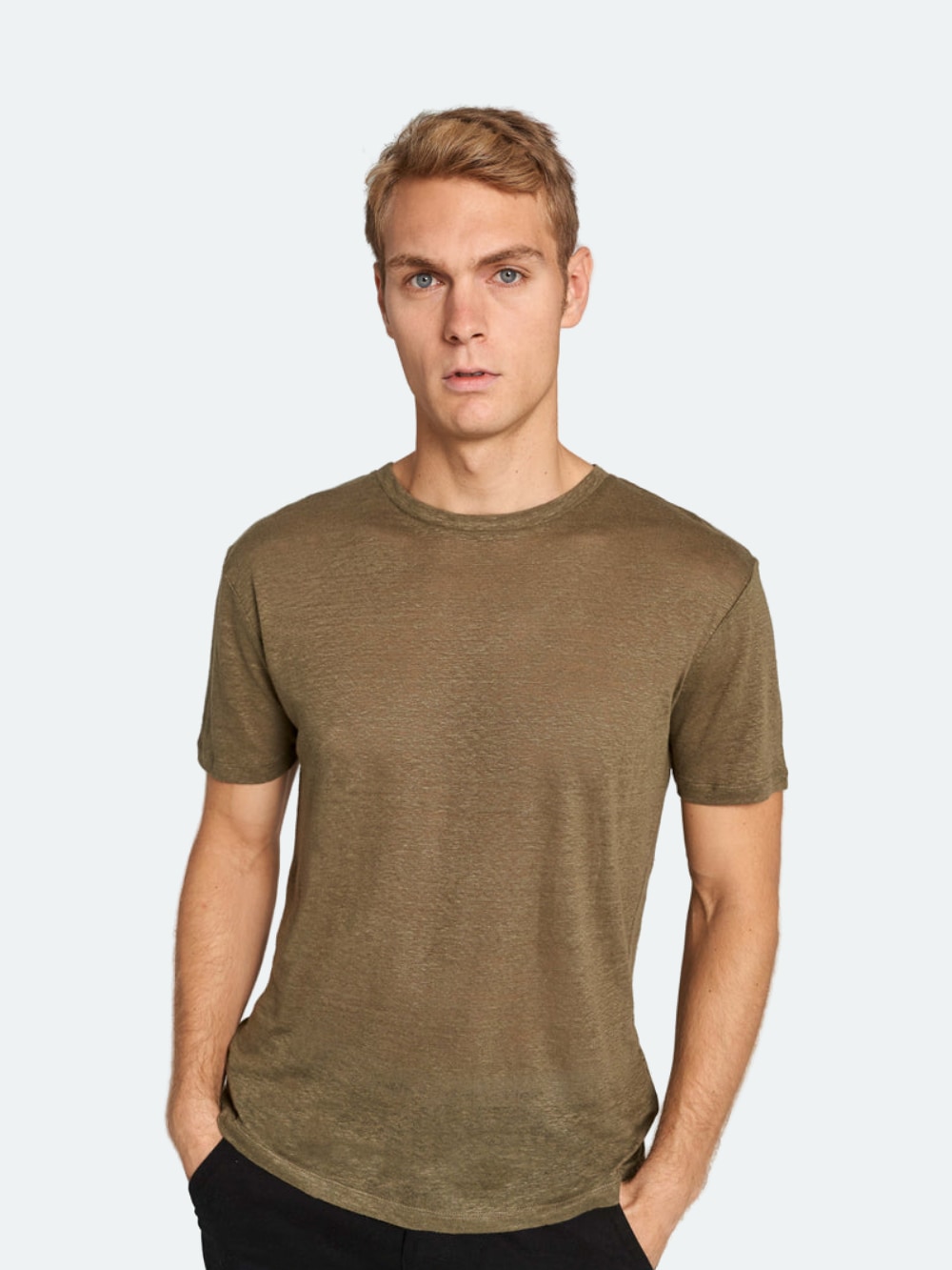 Bruun &amp; Stengade - BS Affogato Linen T Shirt in Army