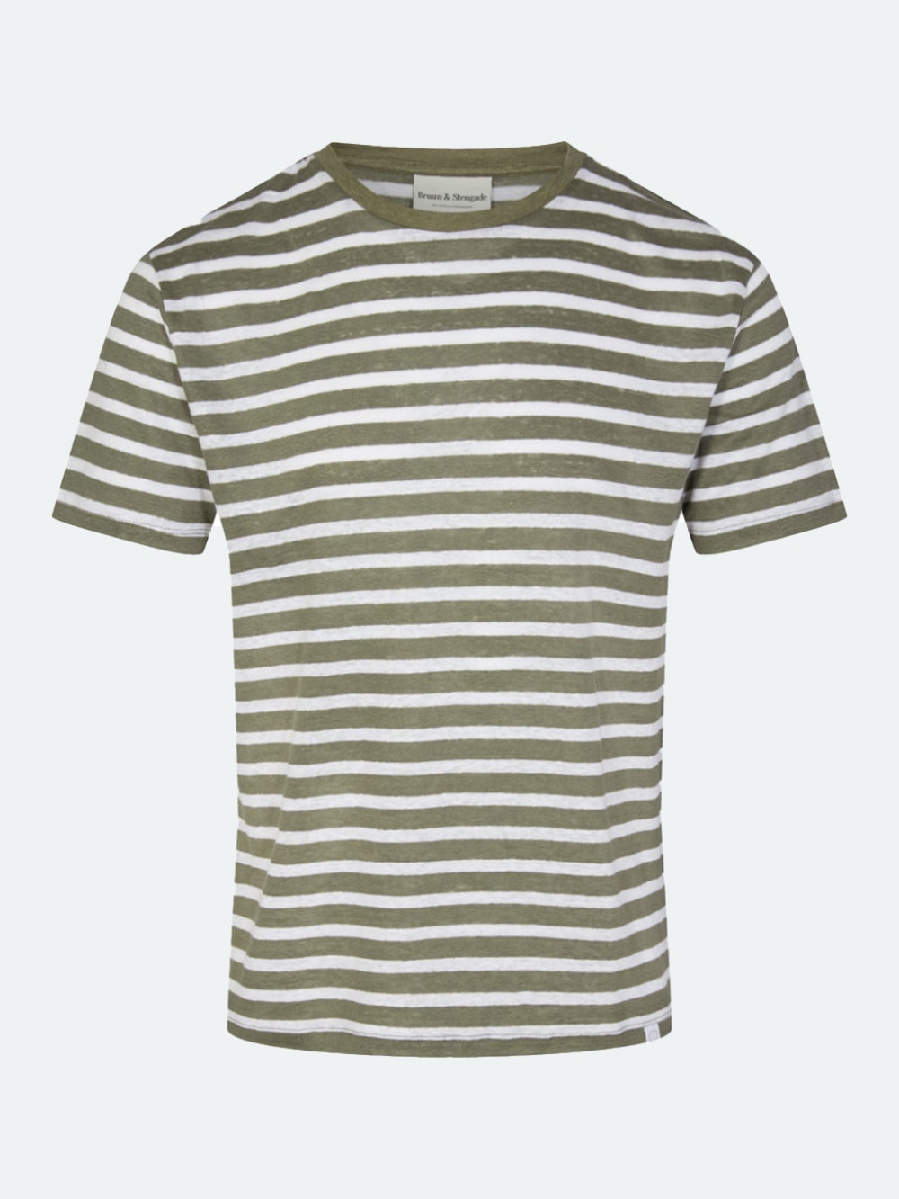 Bruun &amp; Stengade - BS Cannoli Linen T Shirt in Army Stripes
