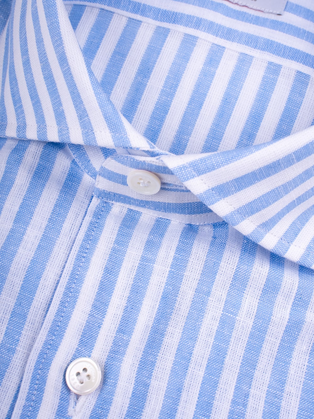 Linen Striped Slim Fit Shirt in Azure