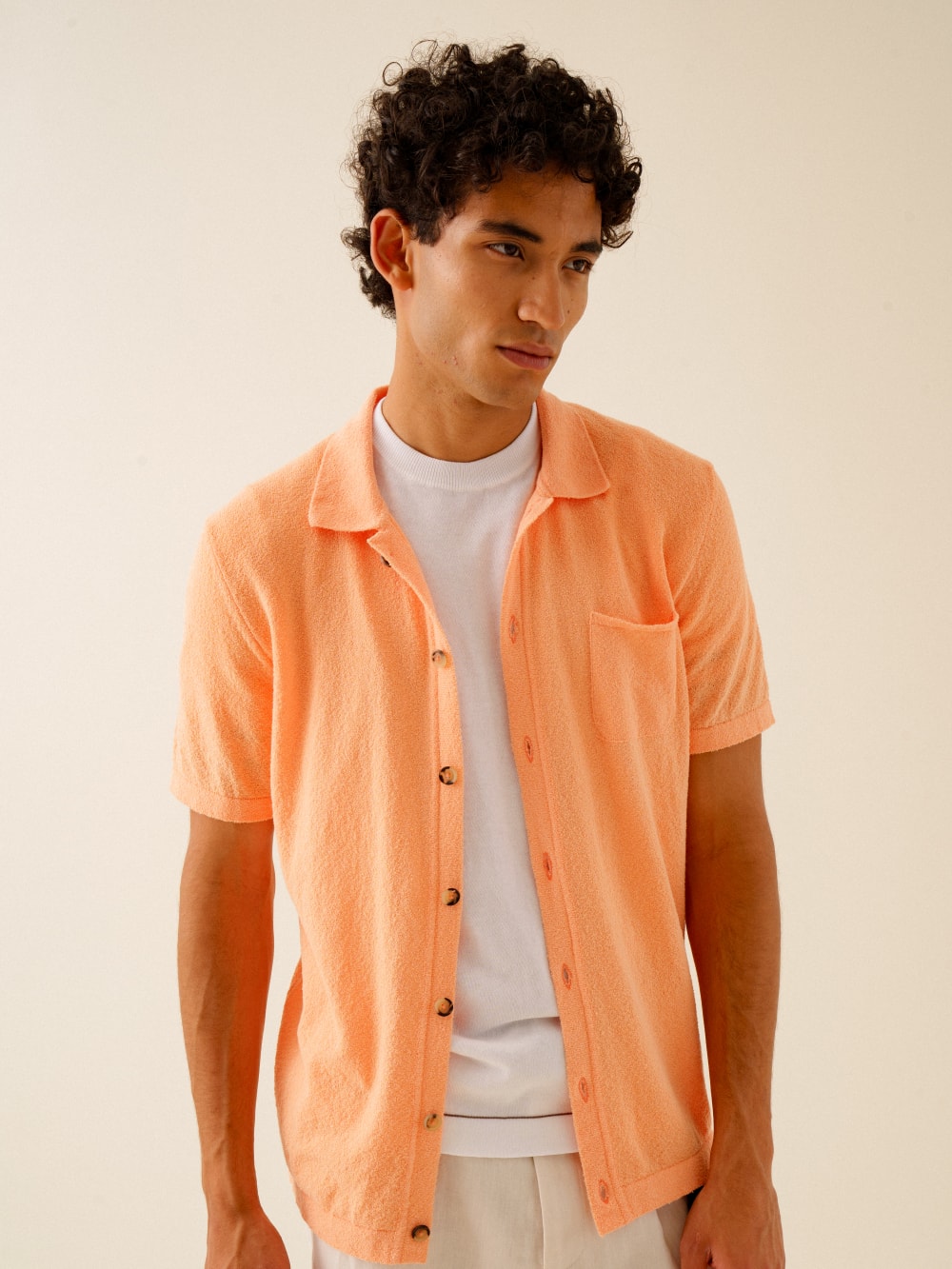 Ferrante - Terry Short Sleeve Shirt - Tangerine
