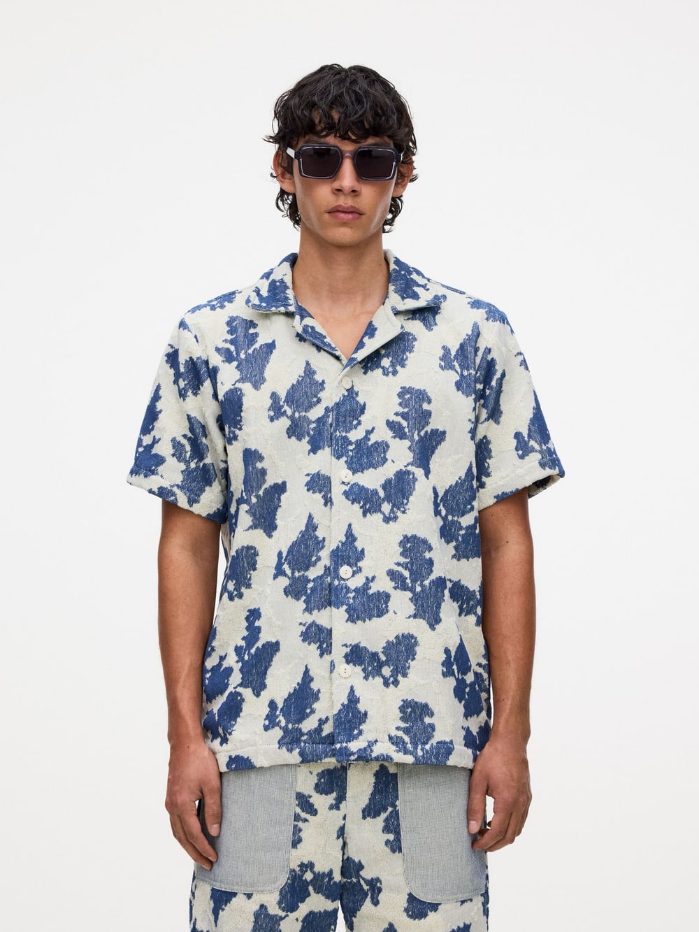 OAS - Sail Contraste Cuba Terry Shirt in Blue and Off White