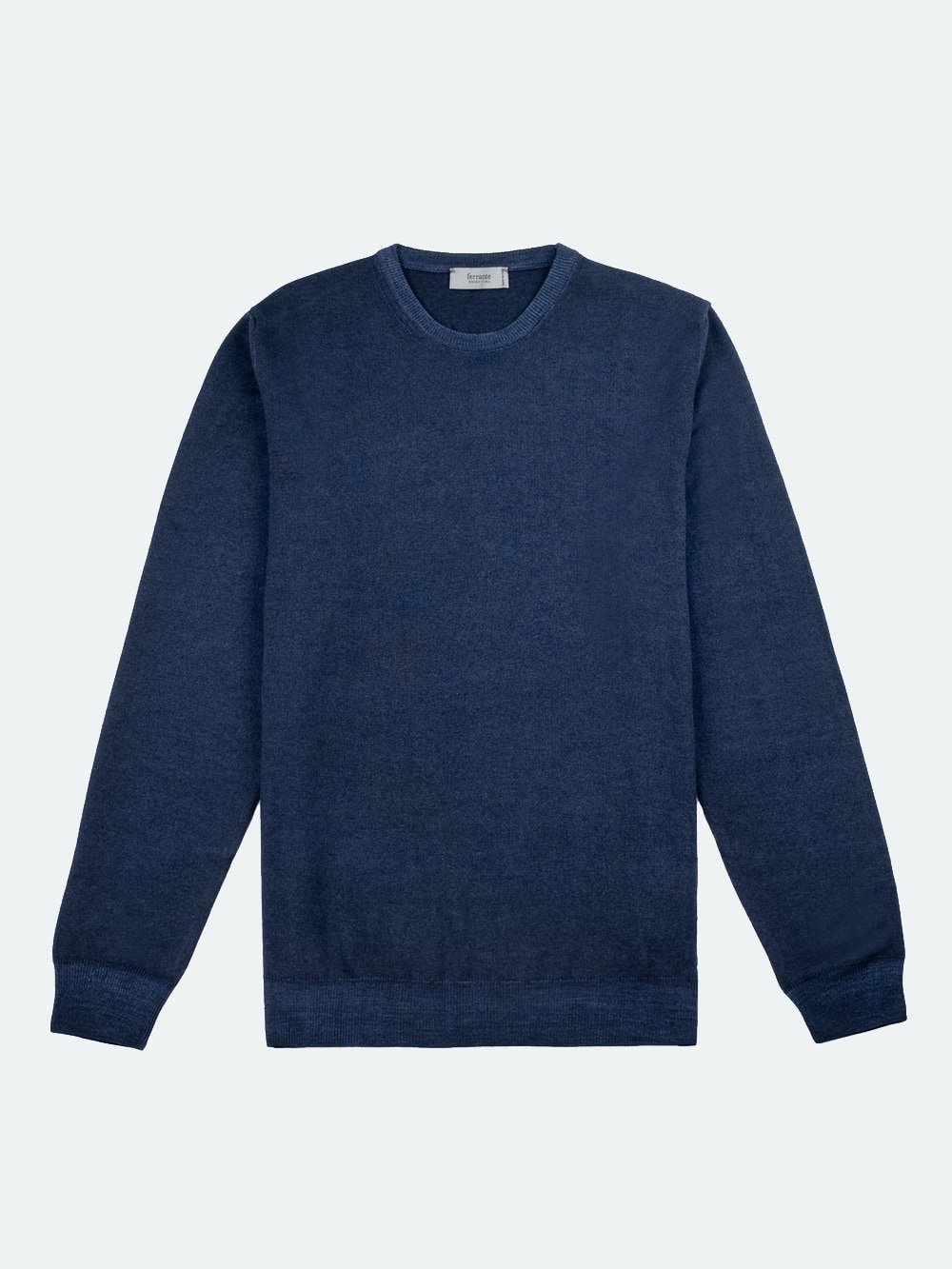 Ferrante - Garment Dyed Merino Wool Crew Neck Sweater - Navy