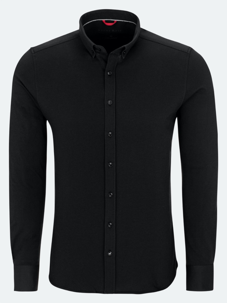 Stone Rose - Black Performance Knit Long Sleeve Shirt