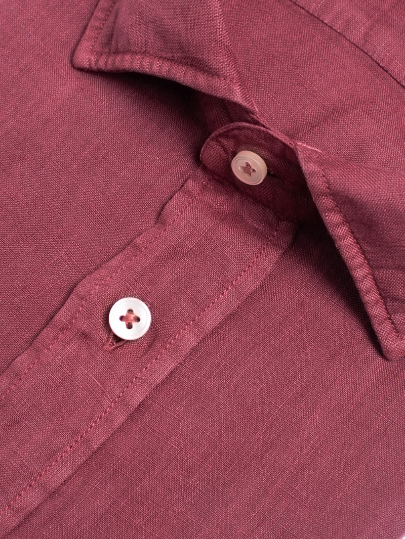 Tintoria Mattei 954: Garment Dyed Red Linen Shirt | Gotengo
