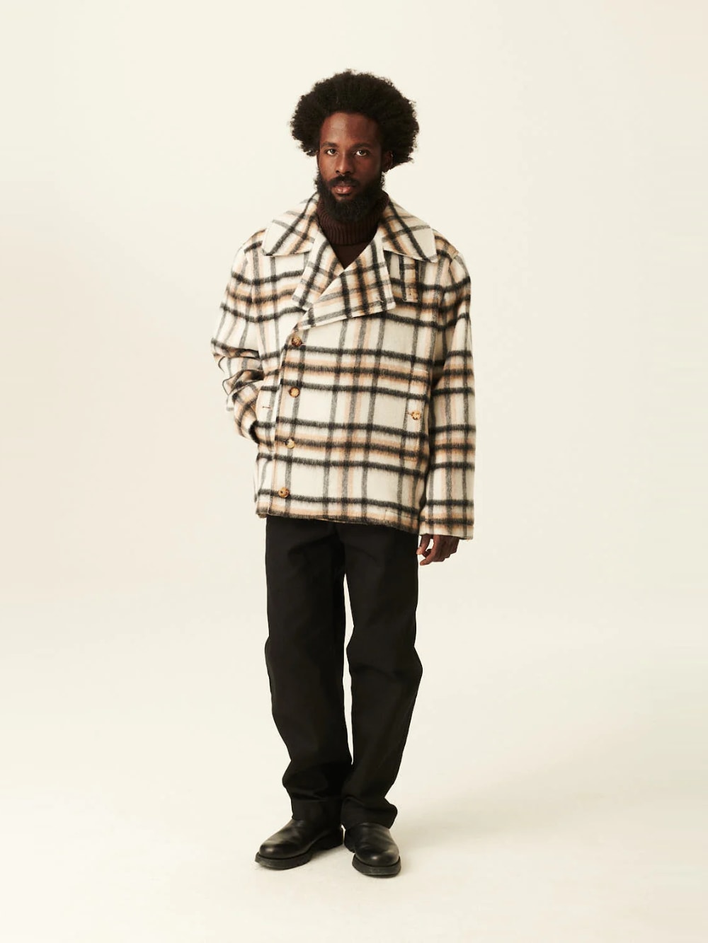 Rue de Tokyo - Cilas Check Wool Jacket - Light Grey/Black