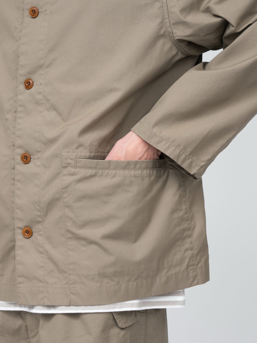 nanamica band collar jacket L ベージュ nanamica / Band Collar Shirt Jacket