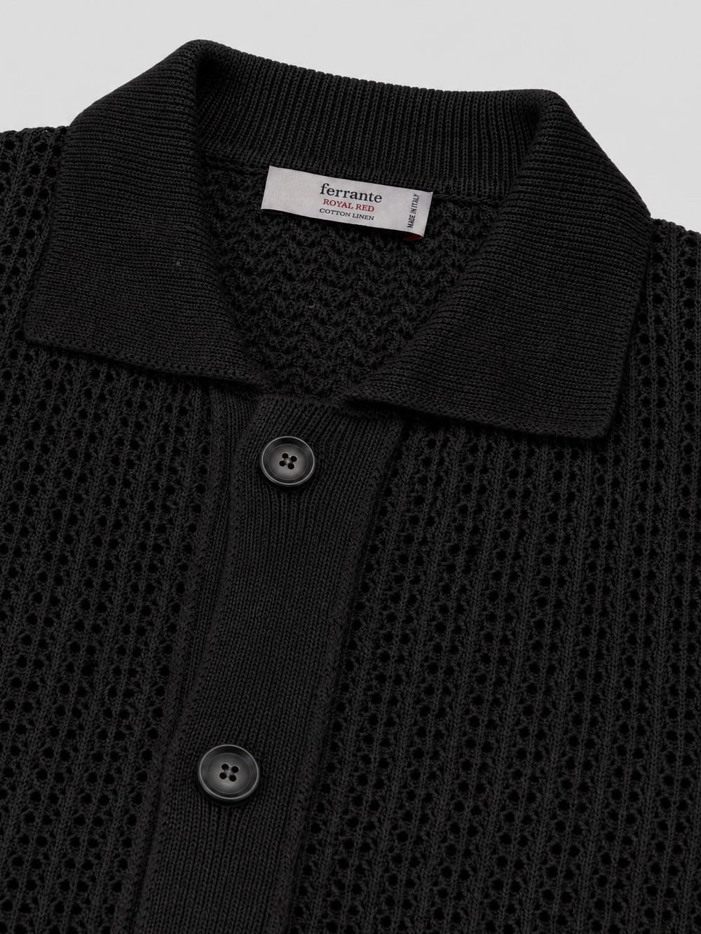Royal Red Open Weave Short Sleeve Shirt - Black