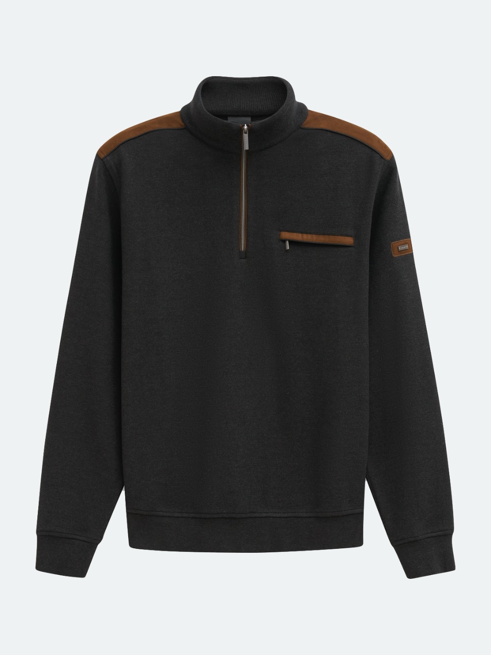 Bugatti - Quarter Zip Knit Pullover in Dark Grey