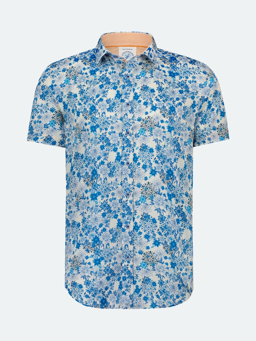 A Fish Named Fred - Floral Tattoo Short Sleeve Shirt in Cobalt