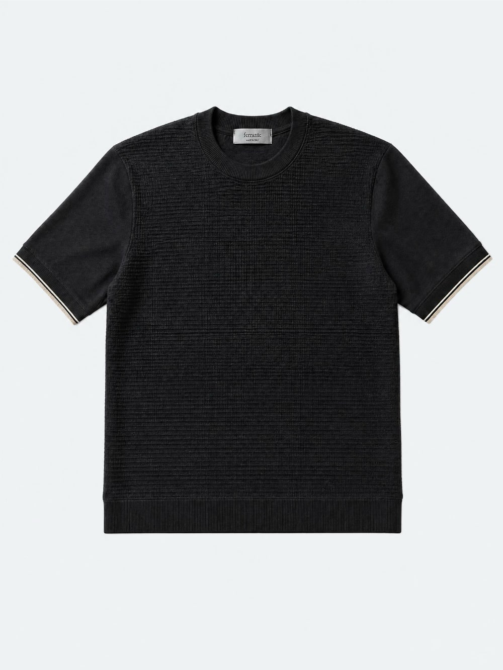 Waffle Stitch T Shirt - Black