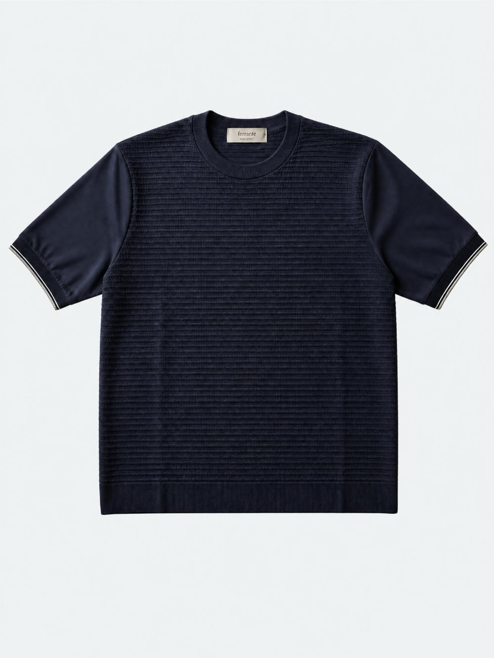 Waffle Stitch T Shirt - Navy