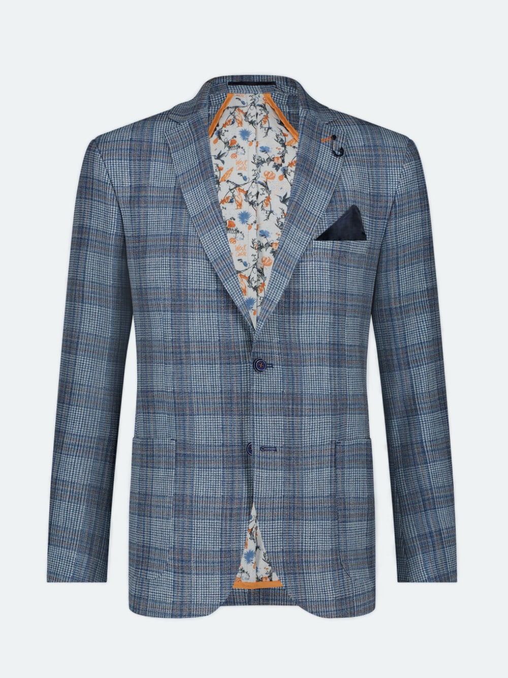 A Fish Named Fred - Printed Check Blazer in Navy